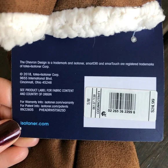 Isotoner Womens SmartDri Microfiber Glove SmartTouch Technology Cognac Brown S/M - Picture 5 of 6